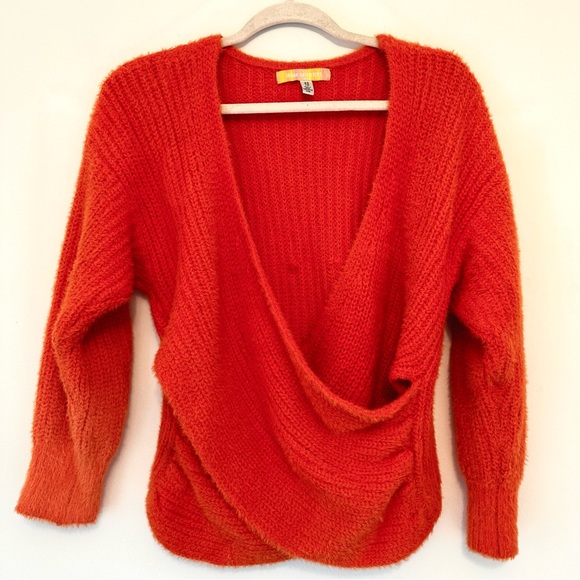 UO Orange Fuzzy Wrap Sweater XS - Picture 6 of 10